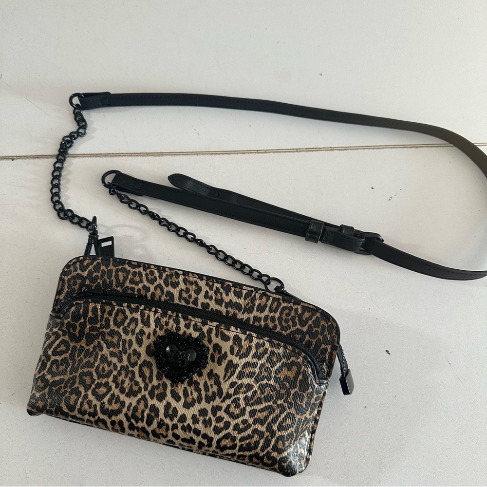 Betsey Johnson Cheetah Wallet Chain Crossbody